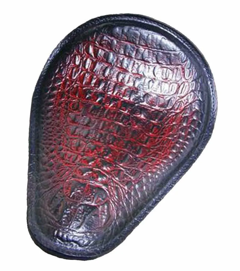 Harley Sportster Spring Seat Chopper Bobber Cherry Alligator Embossed Leather