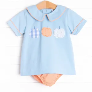 Hello Fall Applique Diaper Set, Blue