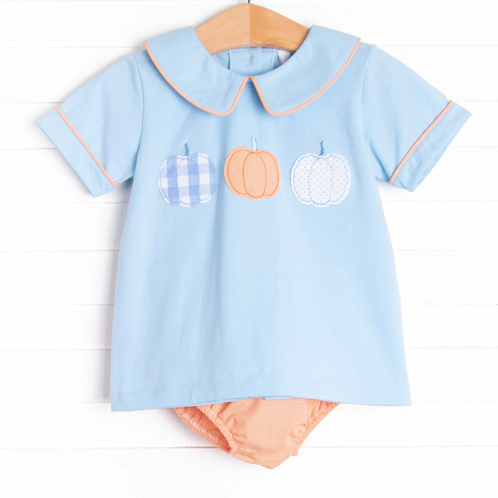 Hello Fall Applique Diaper Set, Blue