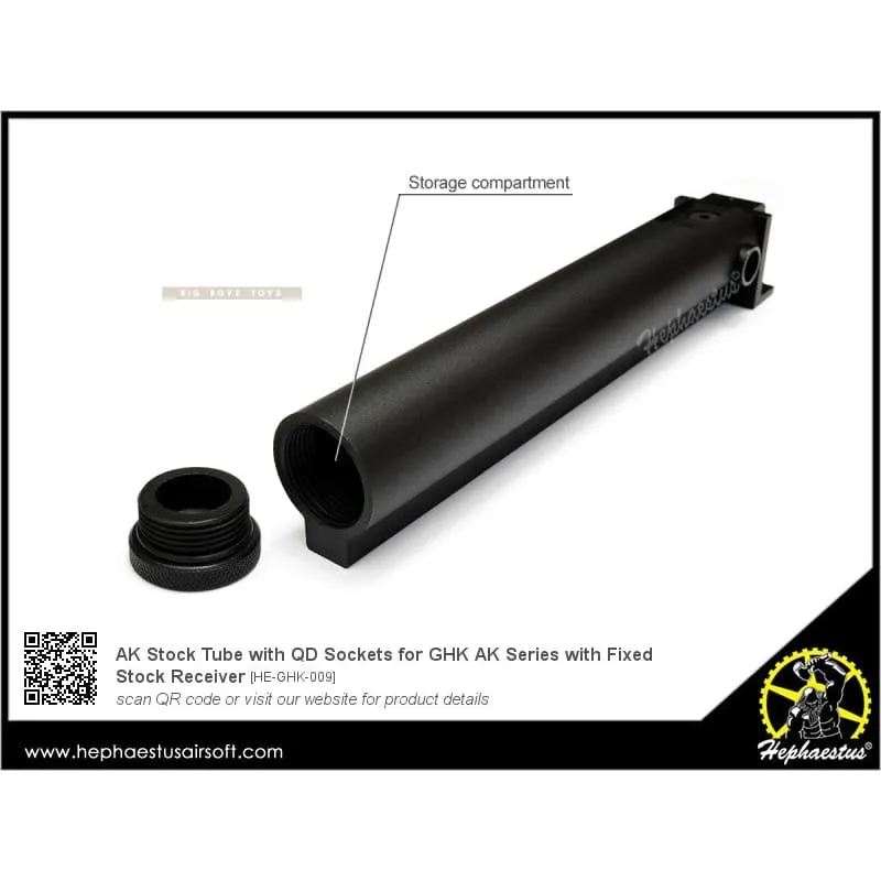 Hephaestus AK Stock Tube with QD Sockets for GHK AK Series with Fixed Stock Receiver