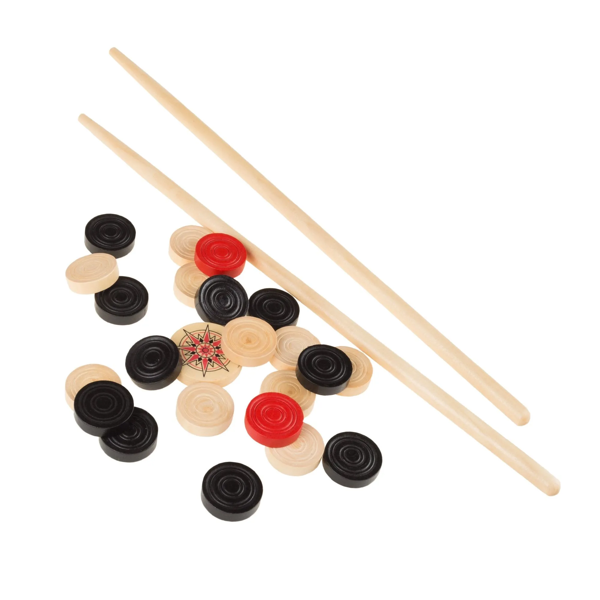 Hey! Play! Carrom Board Game - Wooden Strike and Pocket Game Set