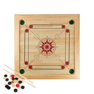 Hey! Play! Carrom Board Game - Wooden Strike and Pocket Game Set