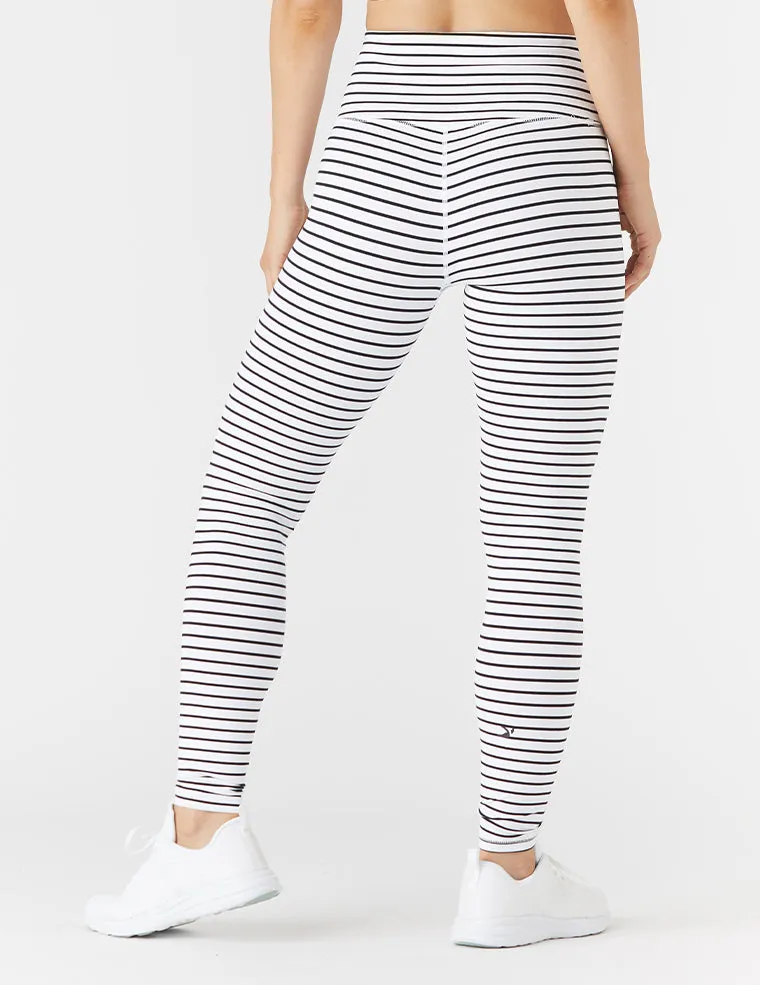 High Power Legging II: White & Black Stripe