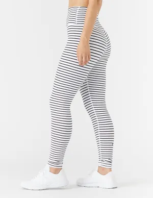 High Power Legging II: White & Black Stripe