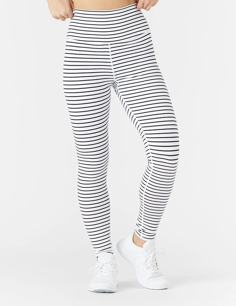 High Power Legging II: White & Black Stripe