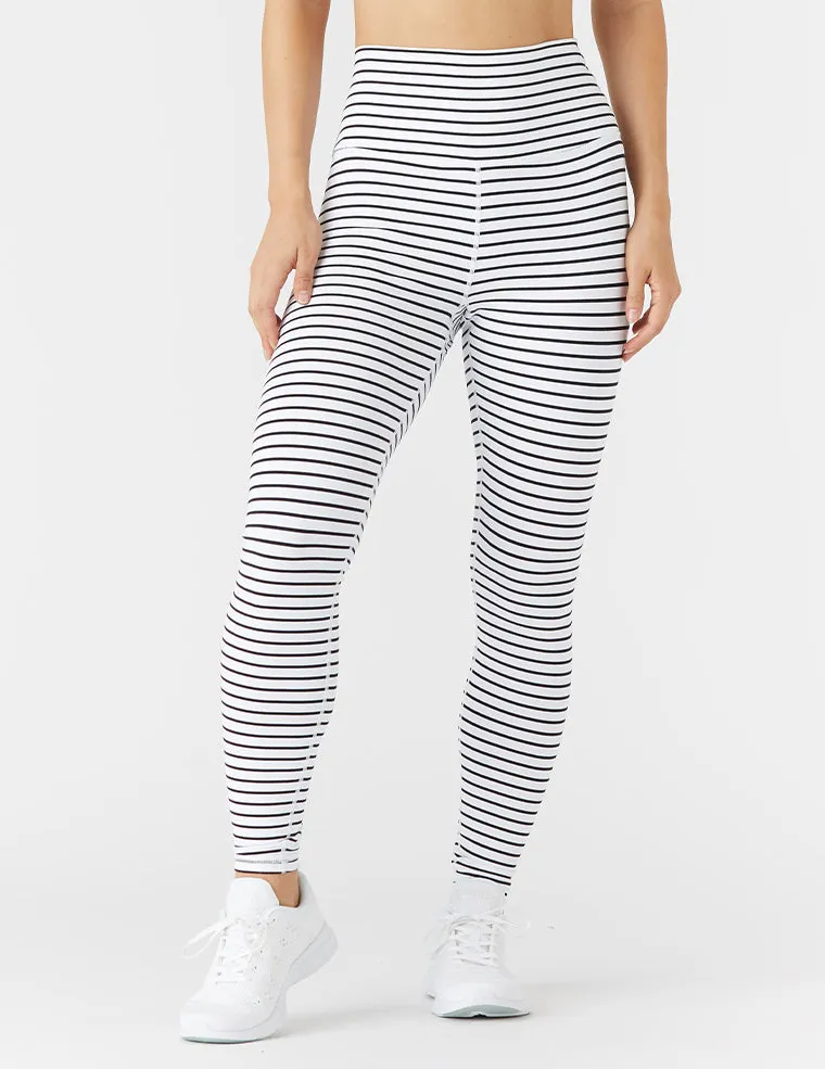High Power Legging II: White & Black Stripe
