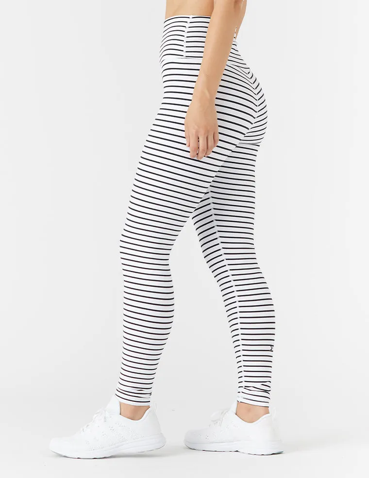 High Power Legging II: White & Black Stripe