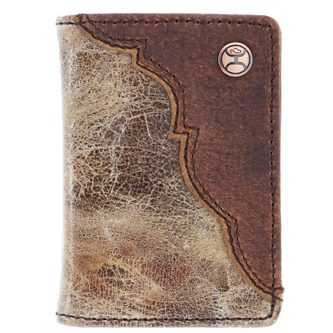 Hooey Chisholm Tricolor Western Corner Yoke Leather Bifold Money Clip Wallet