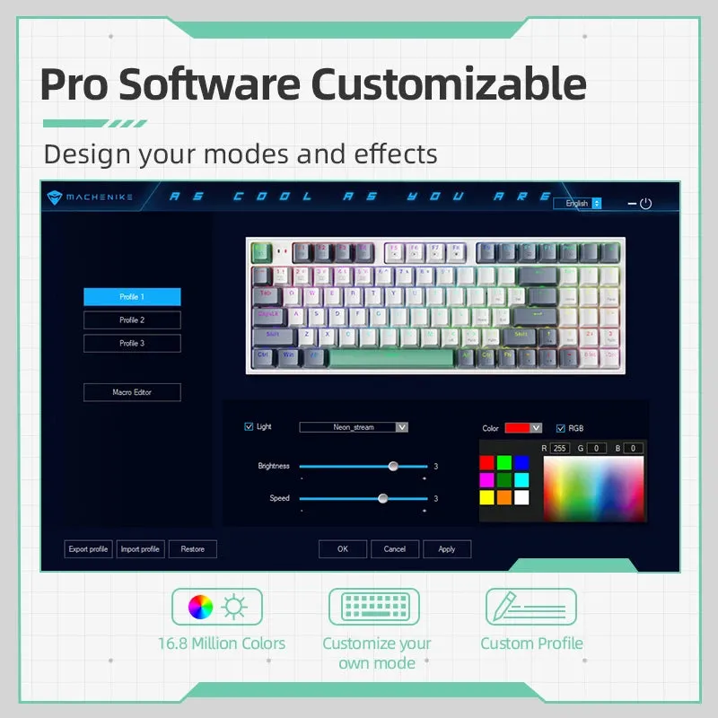 Hot-Swappable Gaming Mechanical Keyboard Wireless 94 Keys