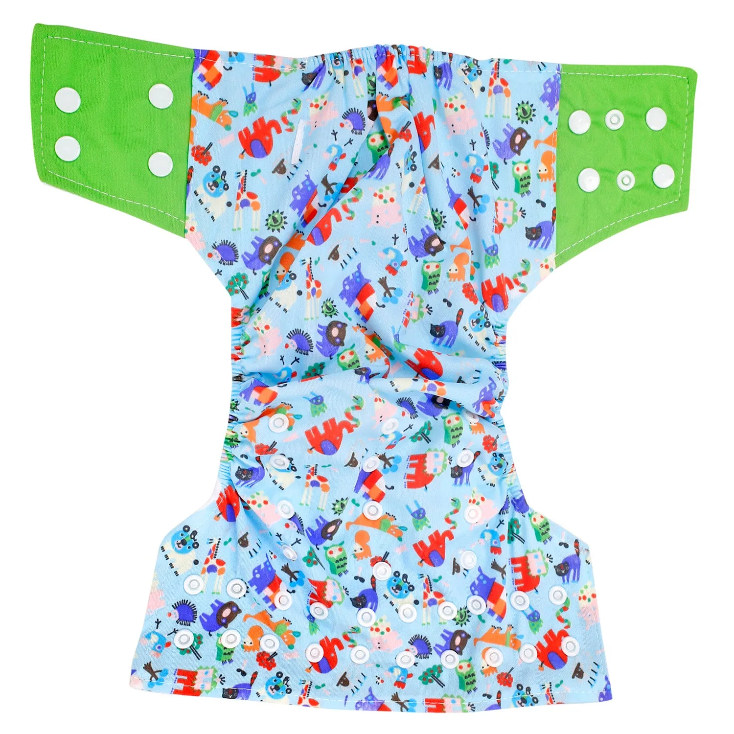 I Love Animals Green And Blue Reusable Diaper