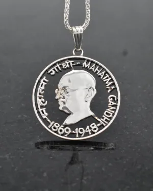 India - Silver Gandhi Centennial Cut Coin Pendant