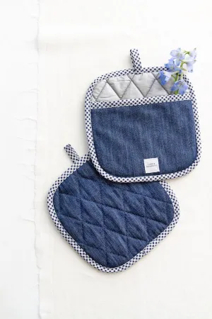 INDIGO DENIM POT HOLDER SET (SET OF 2)