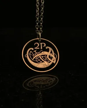 Ireland - Celtic Knot Bird Cut Coin Pendant