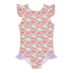 island blossom ruffle cap sleeve rashguard one piece