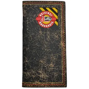 Justin Original Workboots Black Crackled Leather Outdoor Rodeo Wallet