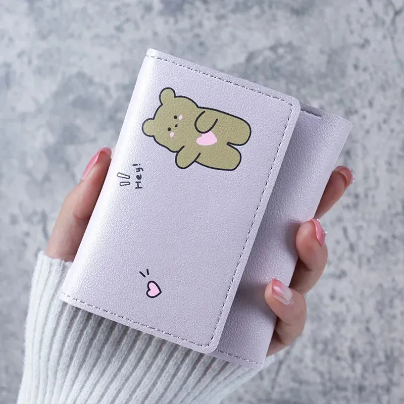 Kawaii Triple Fold Mini Wallet 🐾 | Cute Card Holder & Coin Purse for Girls 🎀✨