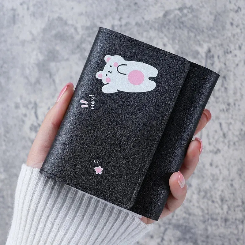Kawaii Triple Fold Mini Wallet 🐾 | Cute Card Holder & Coin Purse for Girls 🎀✨