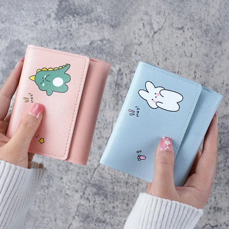 Kawaii Triple Fold Mini Wallet 🐾 | Cute Card Holder & Coin Purse for Girls 🎀✨