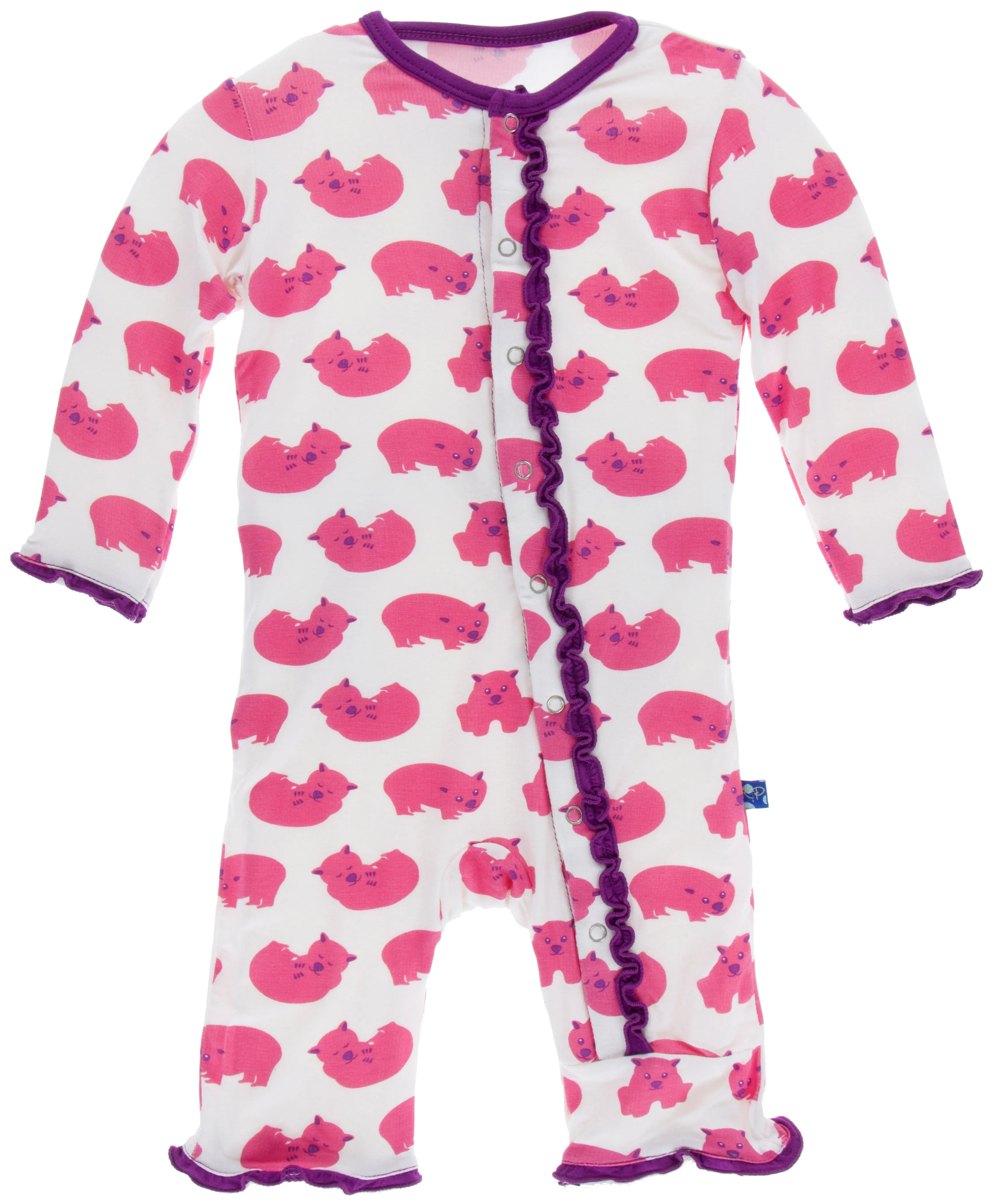 KicKee Pants Natural Wombat Muffin Ruffle Coverall with Snaps
