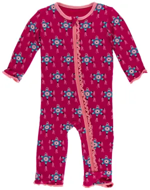 KicKee Pants Rhododendron Pinata Muffin Ruffle Coverall with Zipper