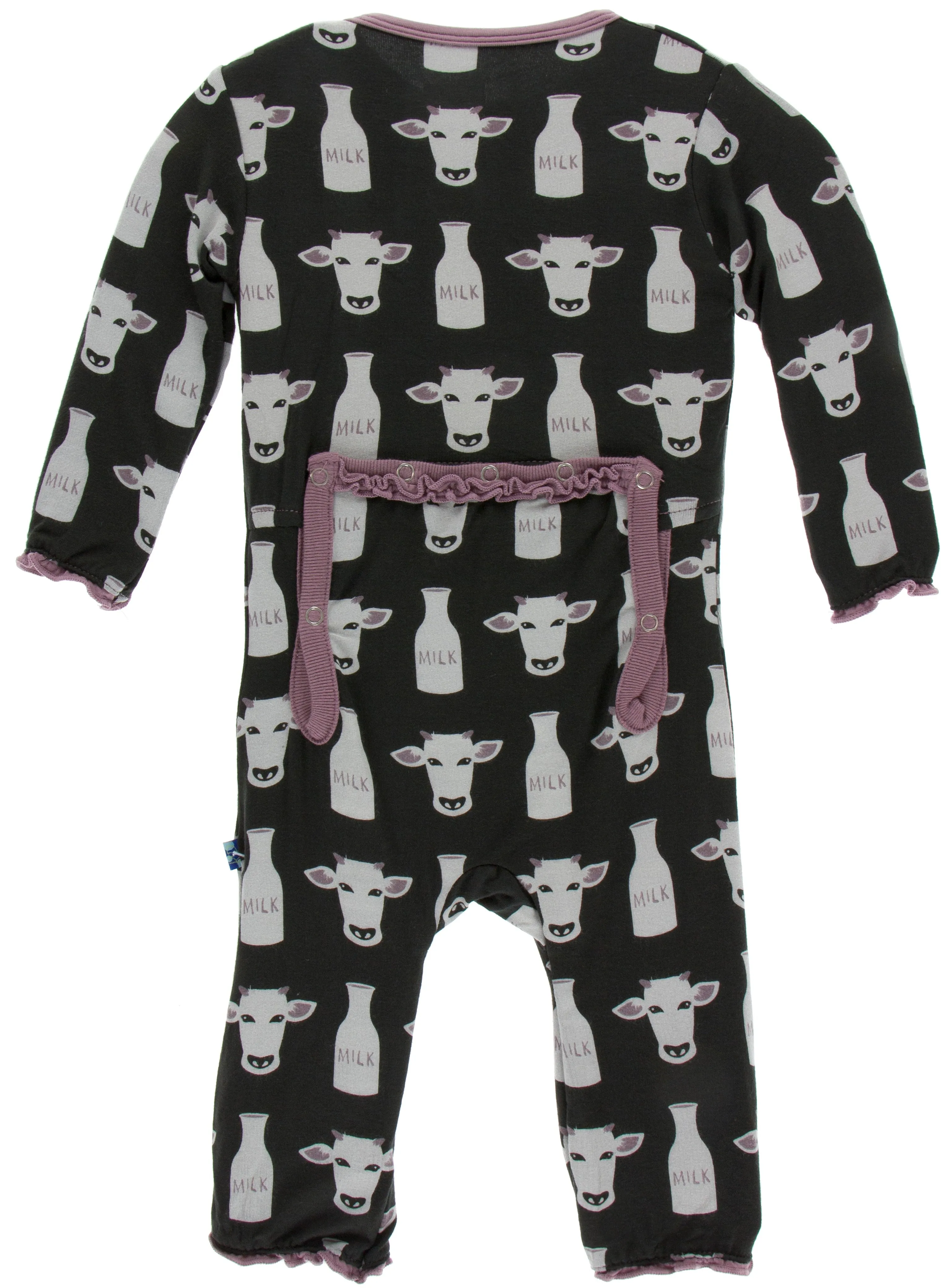 KicKee Pants Zebra Tuscan Cow Muffin Ruffle Coverall with Zipper