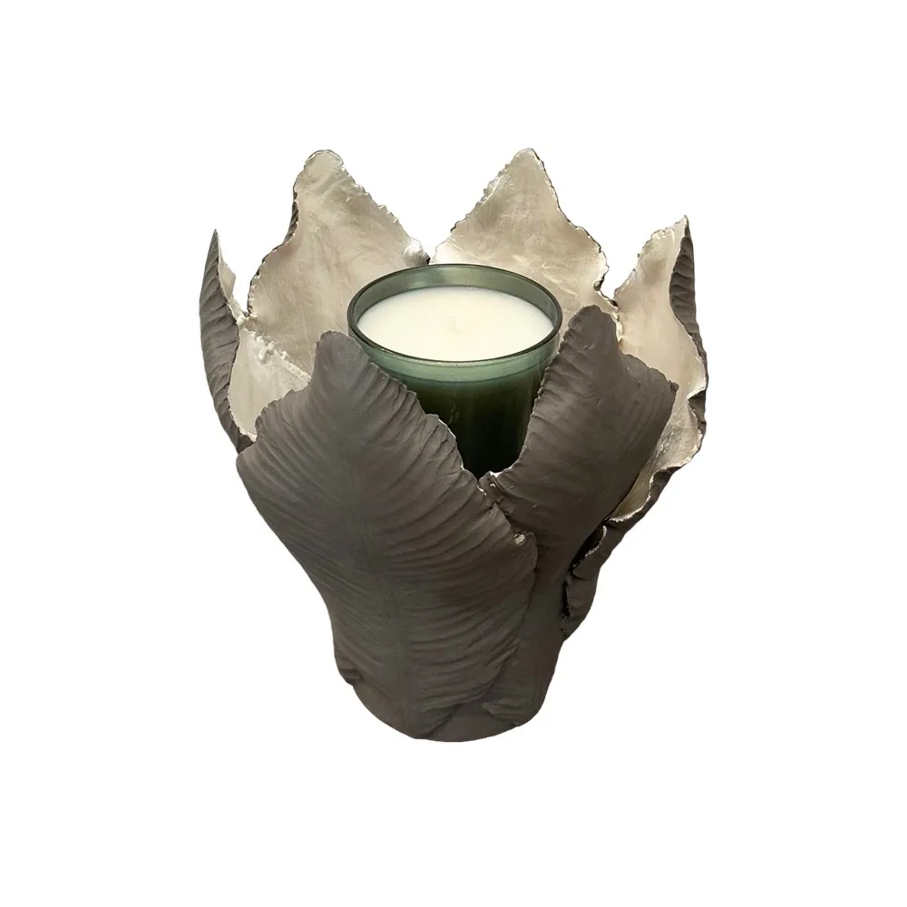 KIDDEE TAMDEE Leaf Candle Holder L - Grey Pearl