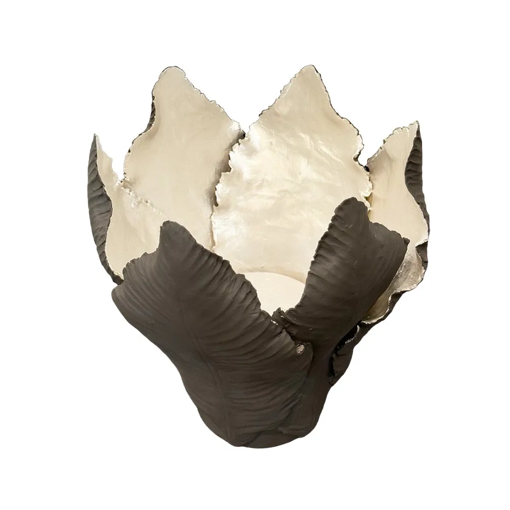 KIDDEE TAMDEE Leaf Candle Holder L - Grey Pearl