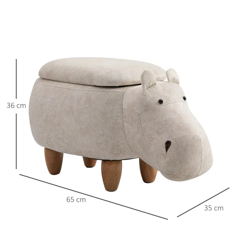 Kids 4-in-1 Stool, Storage Box, Footrest & Seat | Toy Box | Super Cute Hippo Design