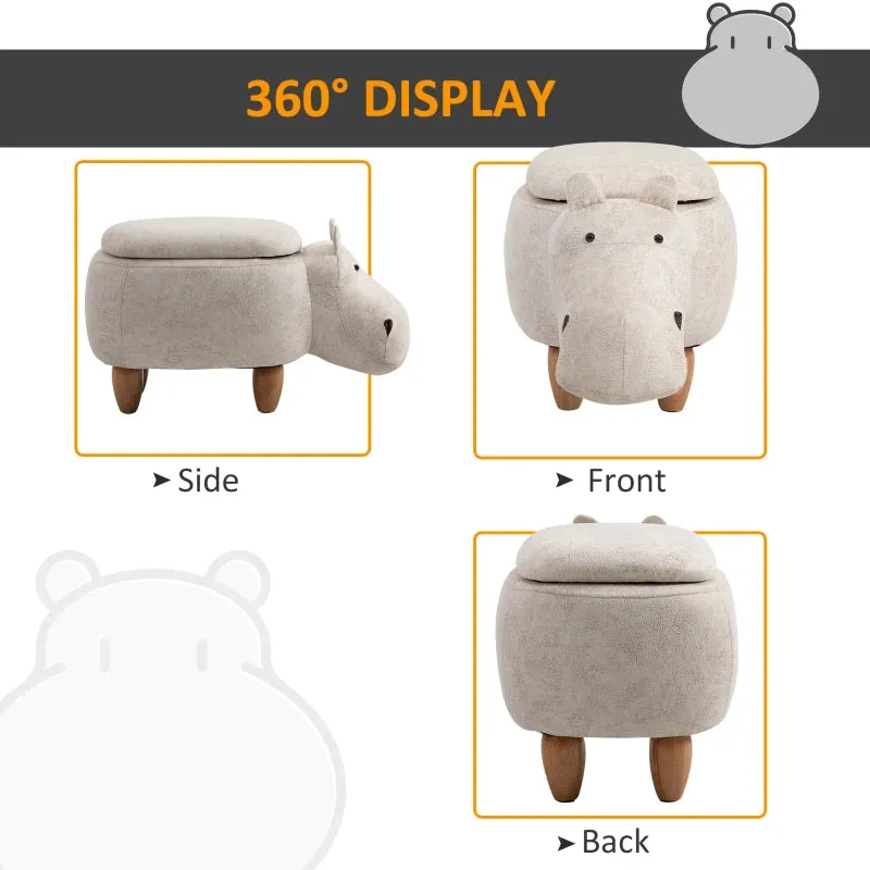 Kids 4-in-1 Stool, Storage Box, Footrest & Seat | Toy Box | Super Cute Hippo Design