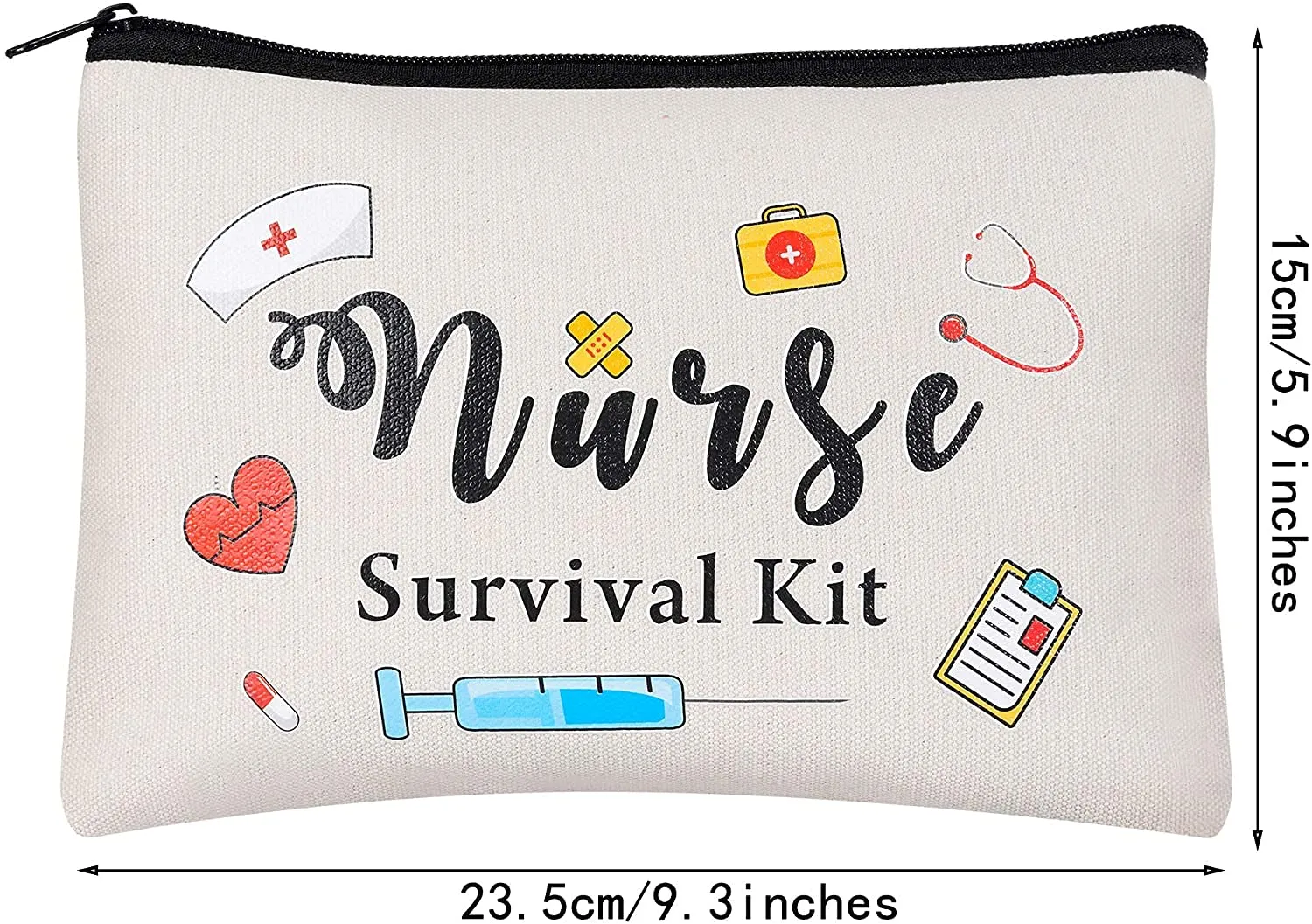 Kolewo4ever 16pc Nurse Appreciation Gifts: Nurse Survival Kit Cosmetic Bags - White, Waterproof, Polyester Cotton, Zipper Closure, Travel, Women's Cosmetic Case