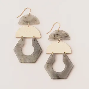 Labradorite Gold Stone Cutout Earring