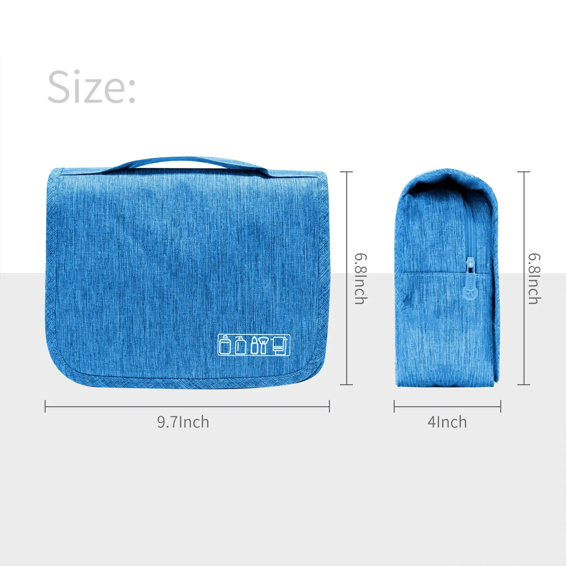 Lcsmaokin Large Capacity Toiletry Bag Travel Bag with Hanging Hook for Men and Women Waterproof Travel Cosmetic Bag Bathroom Storage Bag for Brushes Set, Full-Sized Shampoo, Toiletries, (Sky Blue)