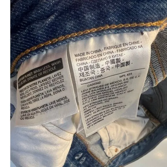 Levi's 501 No Stretch Cotton Distressed Button Fly Skinny Jeans Size 29 x 30