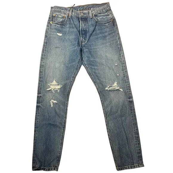 Levi's 501 No Stretch Cotton Distressed Button Fly Skinny Jeans Size 29 x 30