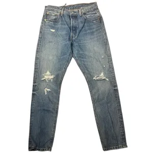 Levi's 501 No Stretch Cotton Distressed Button Fly Skinny Jeans Size 29 x 30