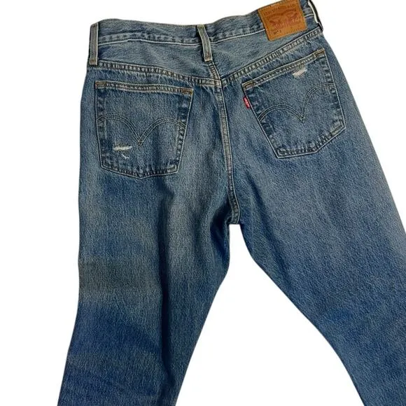 Levi's 501 No Stretch Cotton Distressed Button Fly Skinny Jeans Size 29 x 30