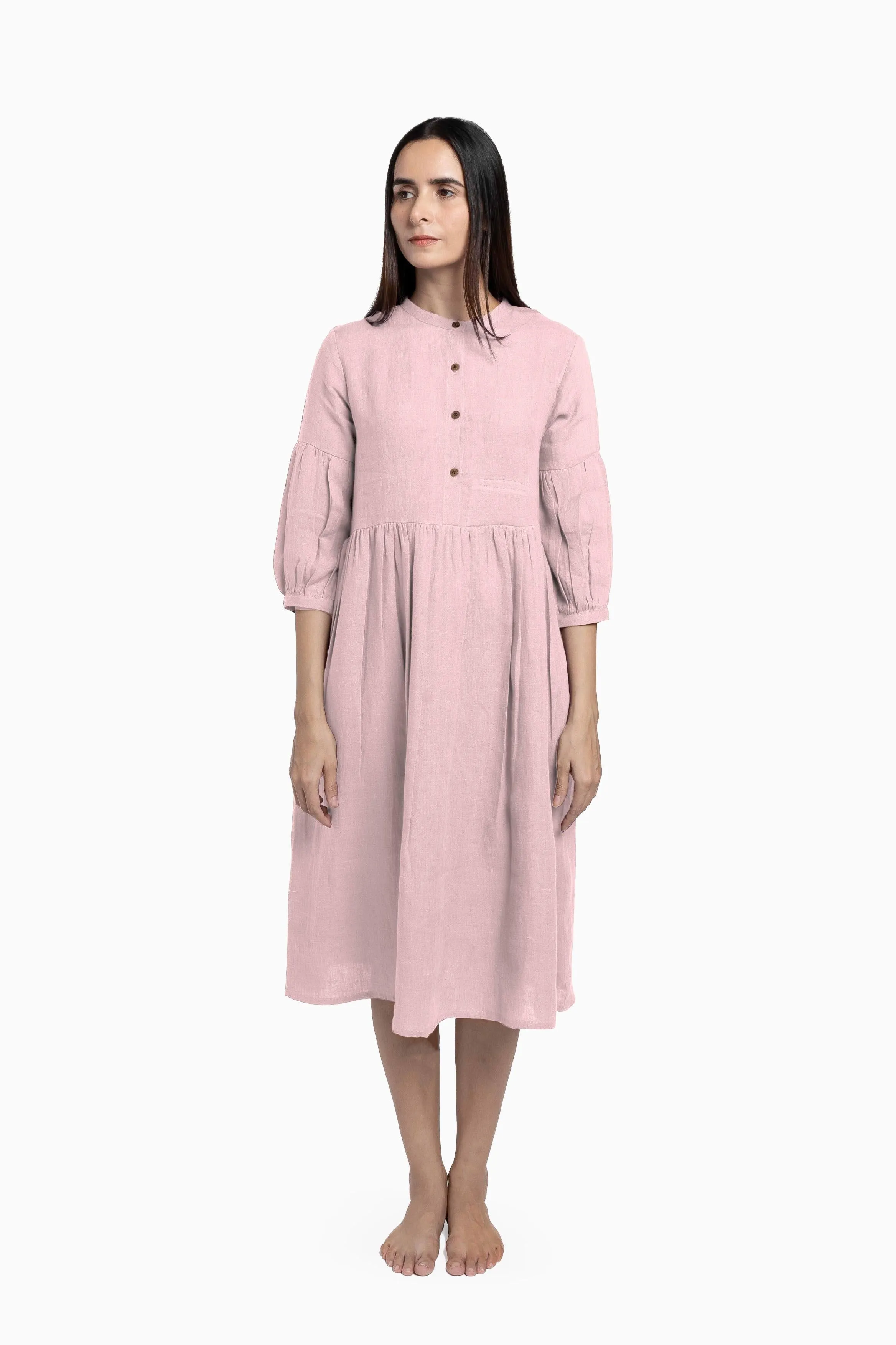 Linen Eleanor Dress-Petal Pink