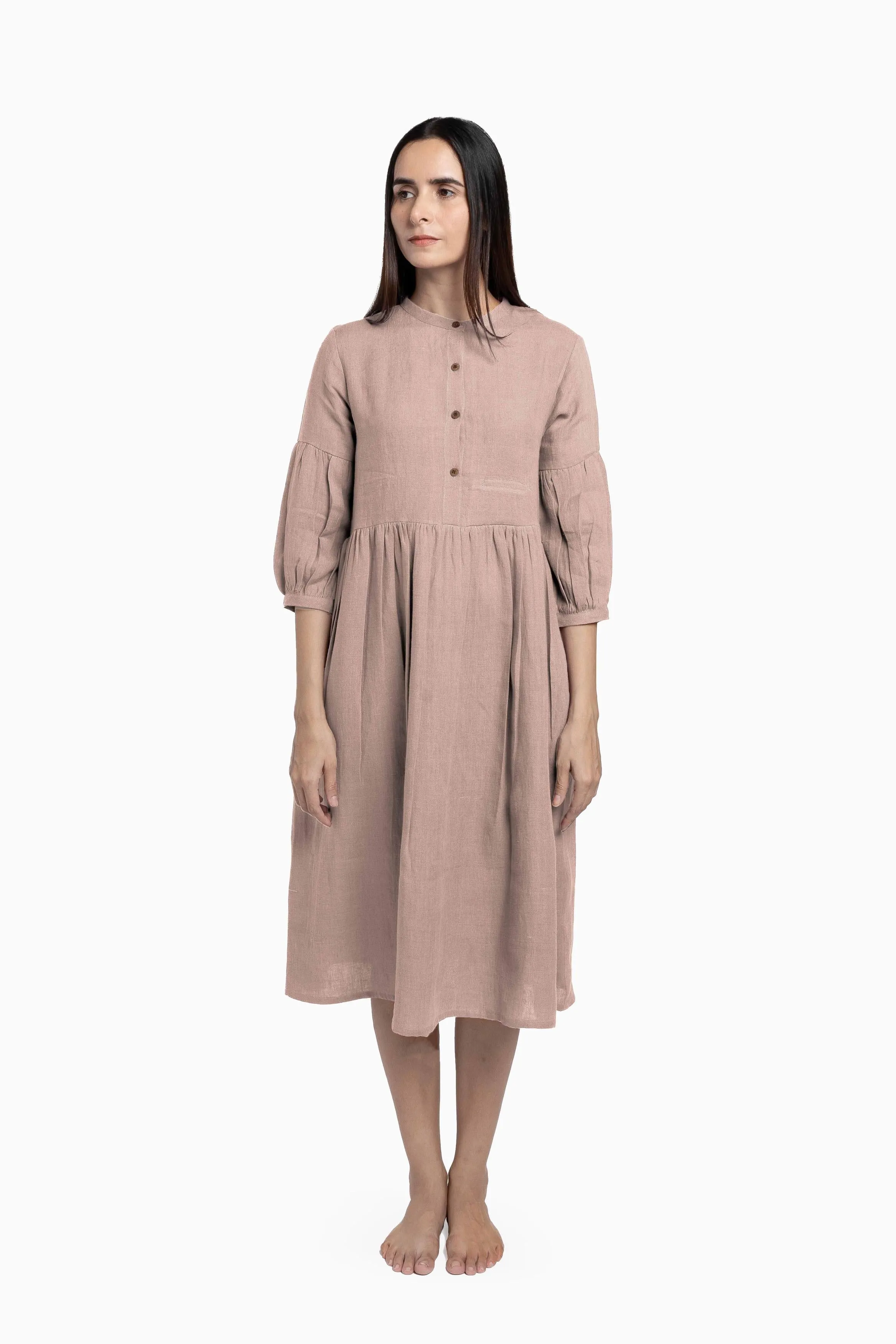 Linen Eleanor Dress-Petal Pink