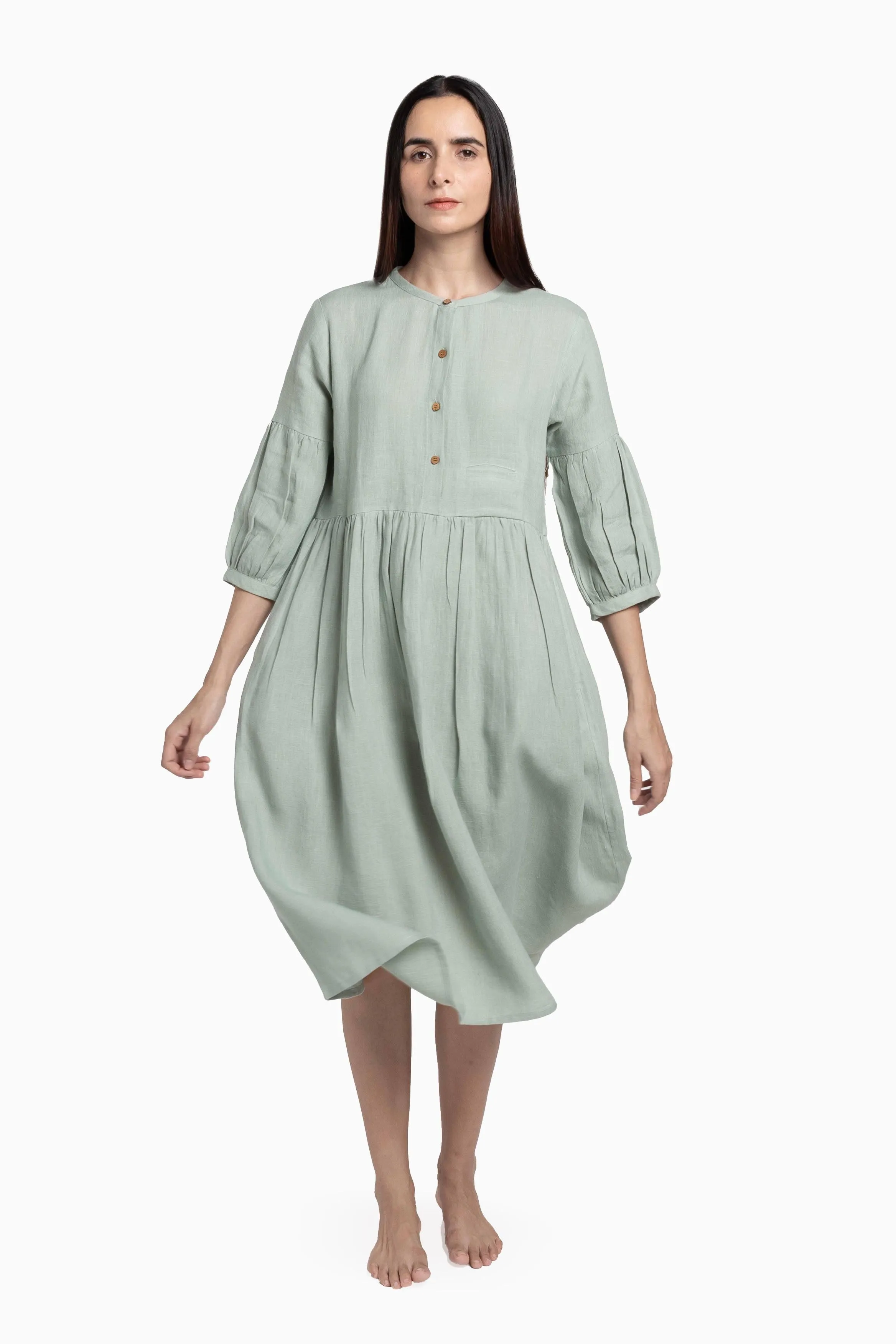 Linen Eleanor Dress-Petal Pink