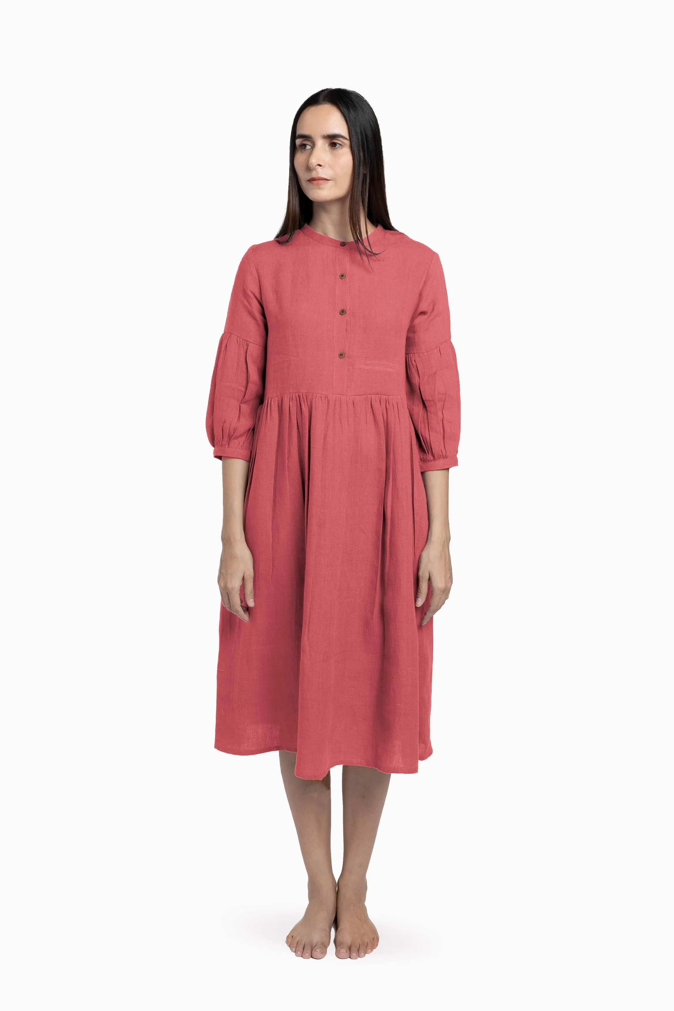Linen Eleanor Dress-Petal Pink