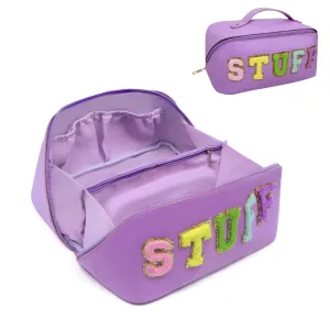 LO LORD LO Cosmetic Bag Travel Makeup Toiletry Bag Large Capacity Chenille Letter Stuff Tote for Women Purple