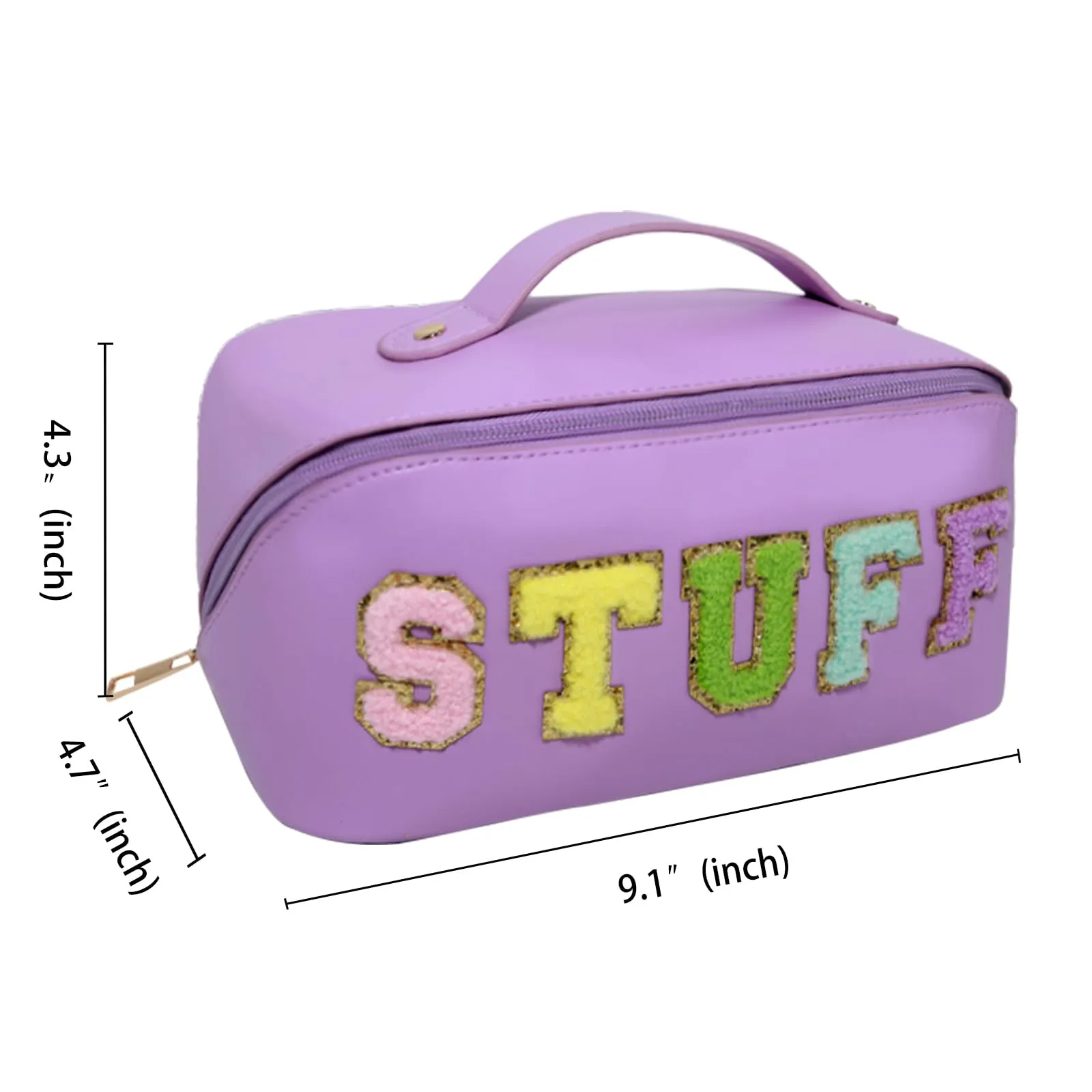 LO LORD LO Cosmetic Bag Travel Makeup Toiletry Bag Large Capacity Chenille Letter Stuff Tote for Women Purple