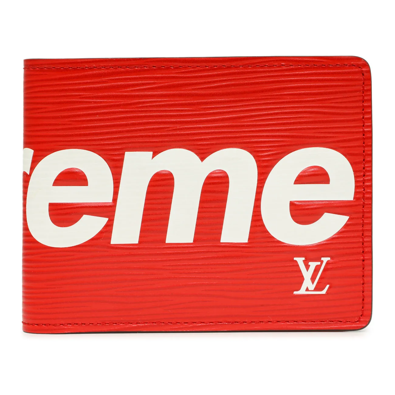 Louis Vuitton X SUPREME Red Epi Slender Wallet