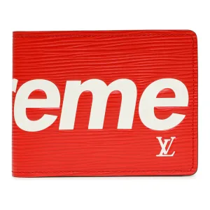 Louis Vuitton X SUPREME Red Epi Slender Wallet