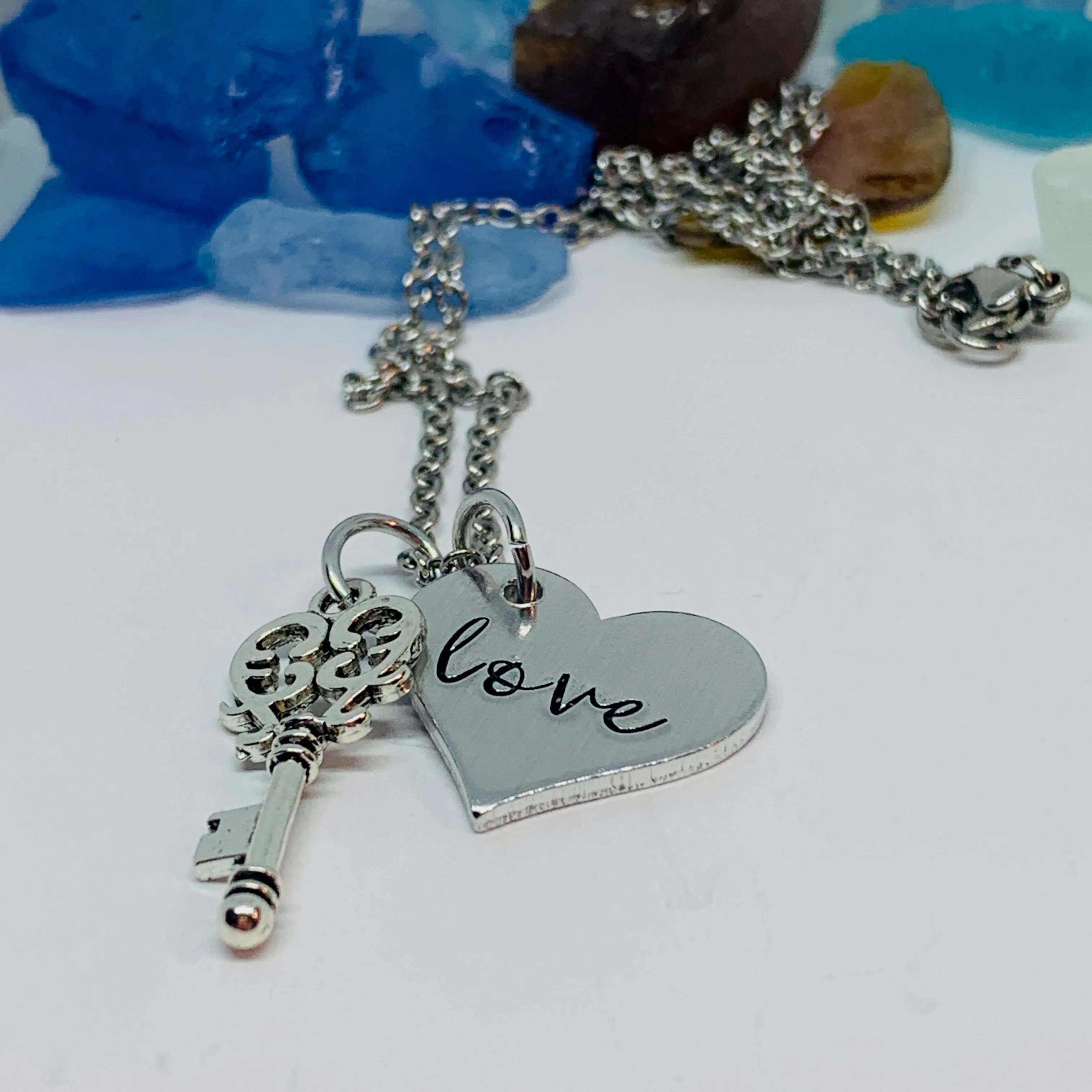Love Heart and Key Necklace | Valentine Jewelry | Lock and Key Romantic Gift