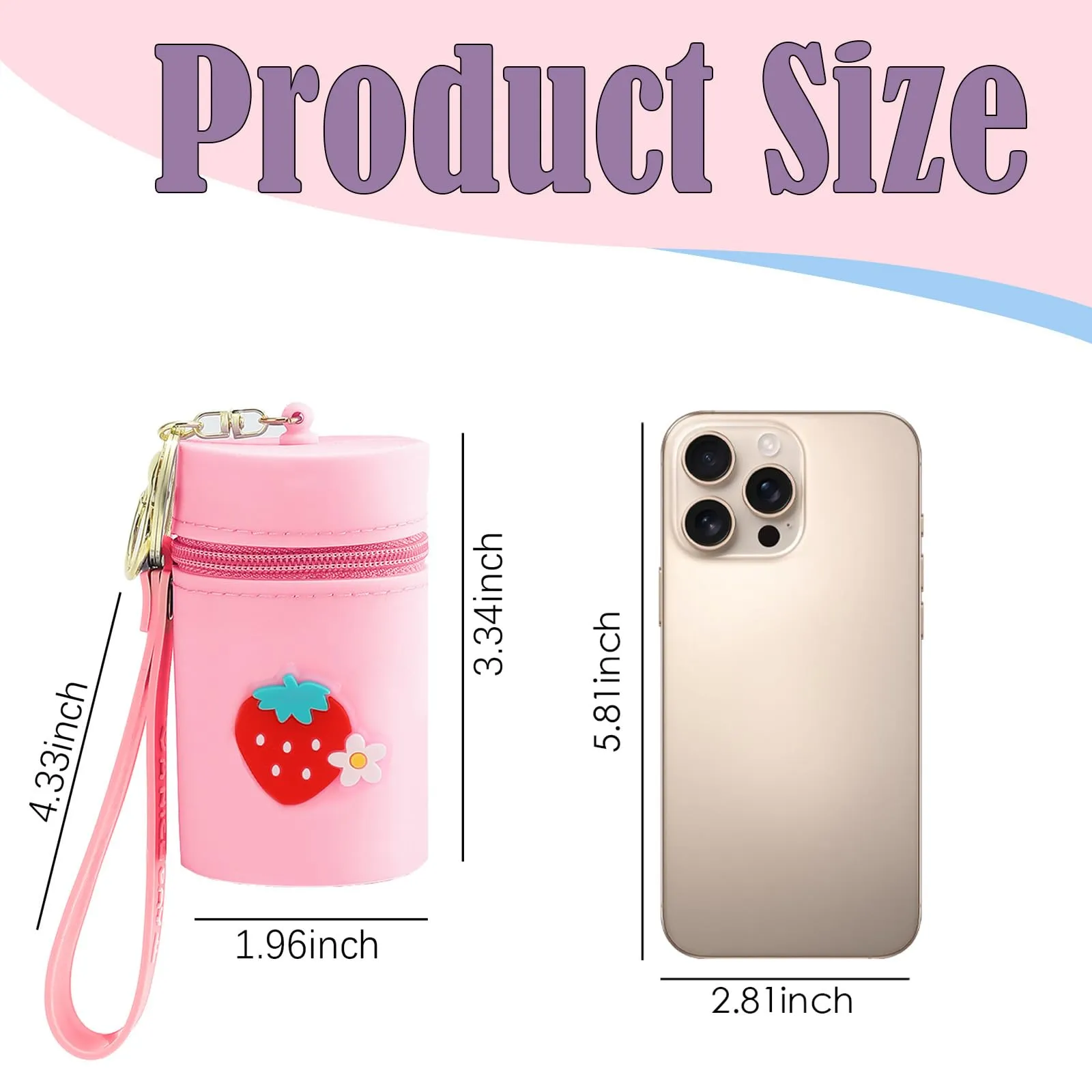 LYDZTION 3Pcs Mini Makeup Bag Cute Cosmetic Bag for Women, Silicone Makeup Bag Key Pocket Lipstick Bag Card Holder Data Cable Organizer Zipper Pouch,Pink Blue Purple