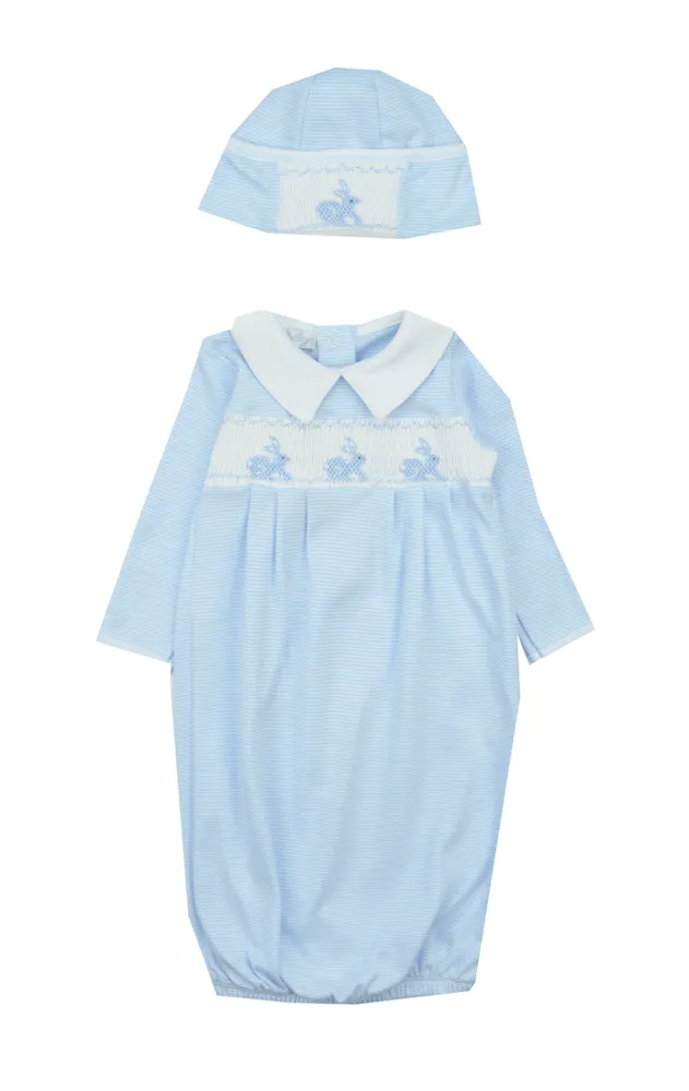 Magnolia Baby Pink Smocked Bunny Layette Gown