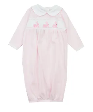 Magnolia Baby Pink Smocked Bunny Layette Gown