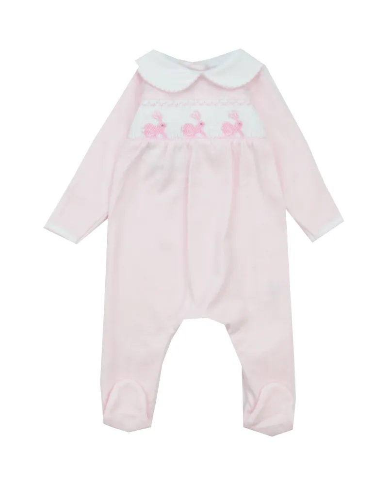 Magnolia Baby Pink Smocked Bunny Layette Gown