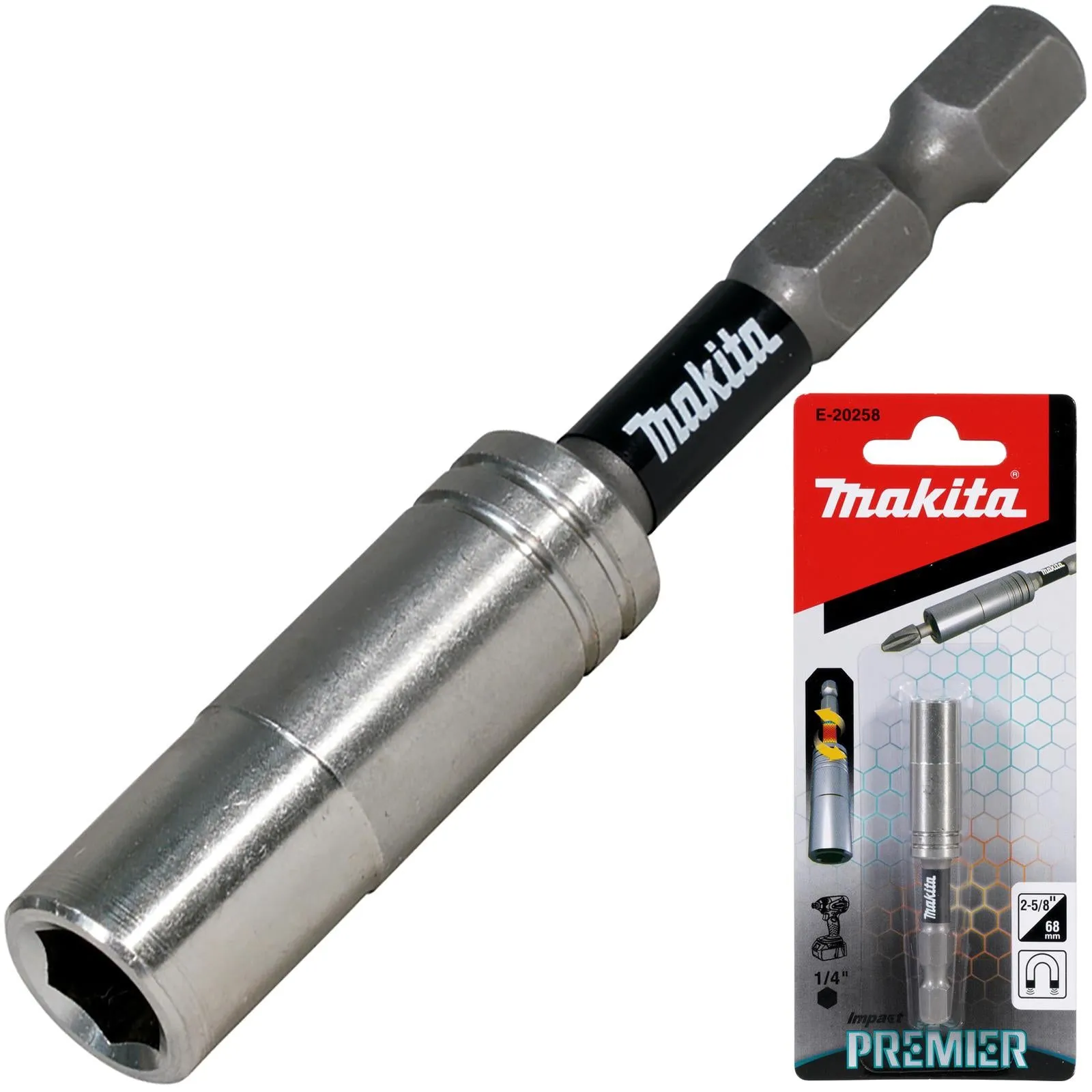 Makita Impact Bit Holder Premier Magnetic 1/4" Hex Drive Choose Size